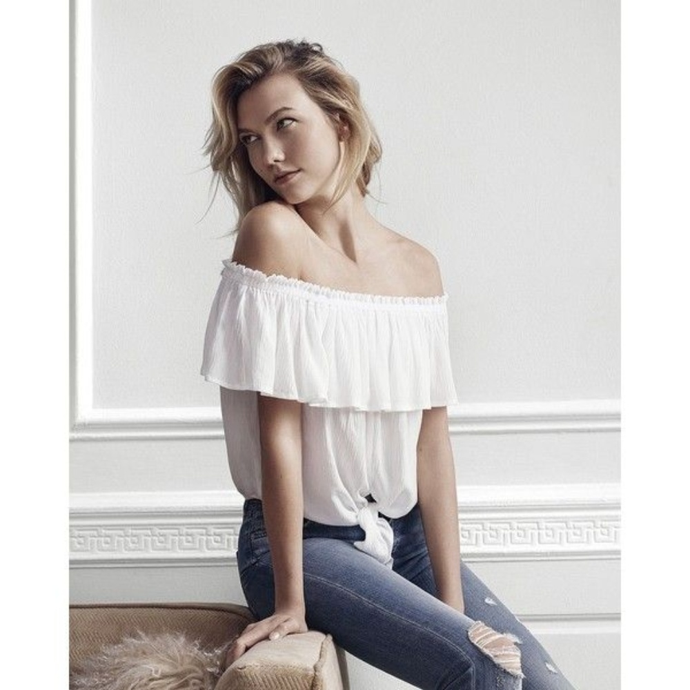 Express New W/Tags White Tie Front Off Shoulder